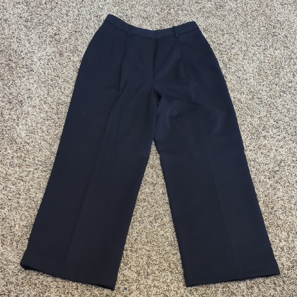 Brooks Brothers womens navy blue classic high waist pleated wide leg trousers - Picture 1 of 8